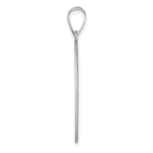 Large Sterling Silver Rhodium-plated Fancy Script Letter R Initial Pendant