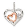 Sterling Silver E-Coat and Rose-tone CZ Hearts Pendant
