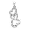 Sterling Silver Rhodium-plated Polished CZ Open Triple Heart Pendant