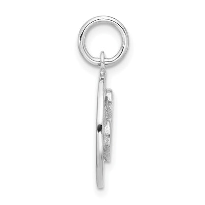 Sterling Silver Rhodium-plated Polished/Hammered Circle Heart Pendant