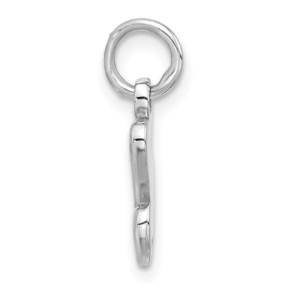 Sterling Silver Rhodium-plated Pink Enameled Hearts Charm Pendant