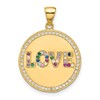 Sterling Silver Gold-tone Rainbow CZ Love Disc Pendant