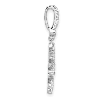Sterling Silver Rhodium-plated CZ Snowflake Pendant