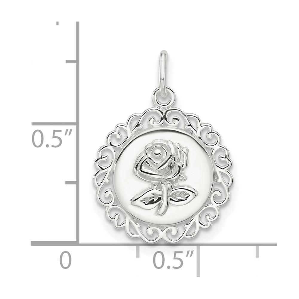 Sterling Silver E-coated Rose Charm
