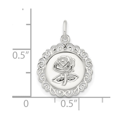Sterling Silver E-coated Rose Charm