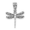 Sterling Silver Rhodium-plated Oxidized Dragonfly Pendant