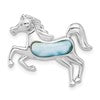 Sterling Silver Rhodium-plated Larimar Horse Chain Slide
