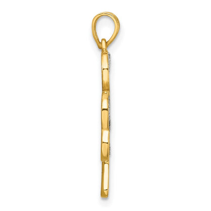 Sterling Silver Polished Gold-tone Glitter Paper Clover Pendant