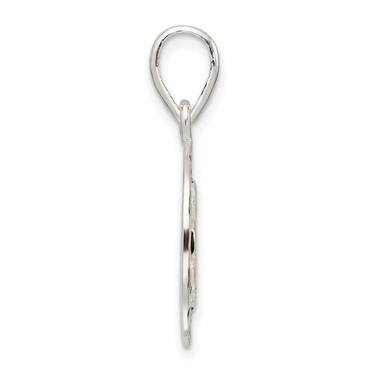 Sterling Silver Polished Enamel Luck with Clover Round Pendant