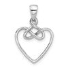 Sterling Silver Rhodium-Plated Polished Fancy Open Heart Pendant