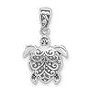 Sterling Silver Rhodium-plated Oxidized Sea Turtle Pendant