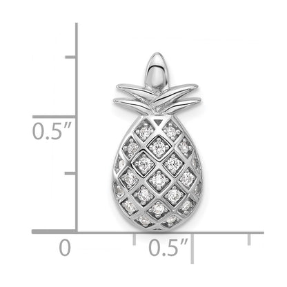 Pure Fire Sterling Silver Rhod-plated CZ Pineapple Pendant