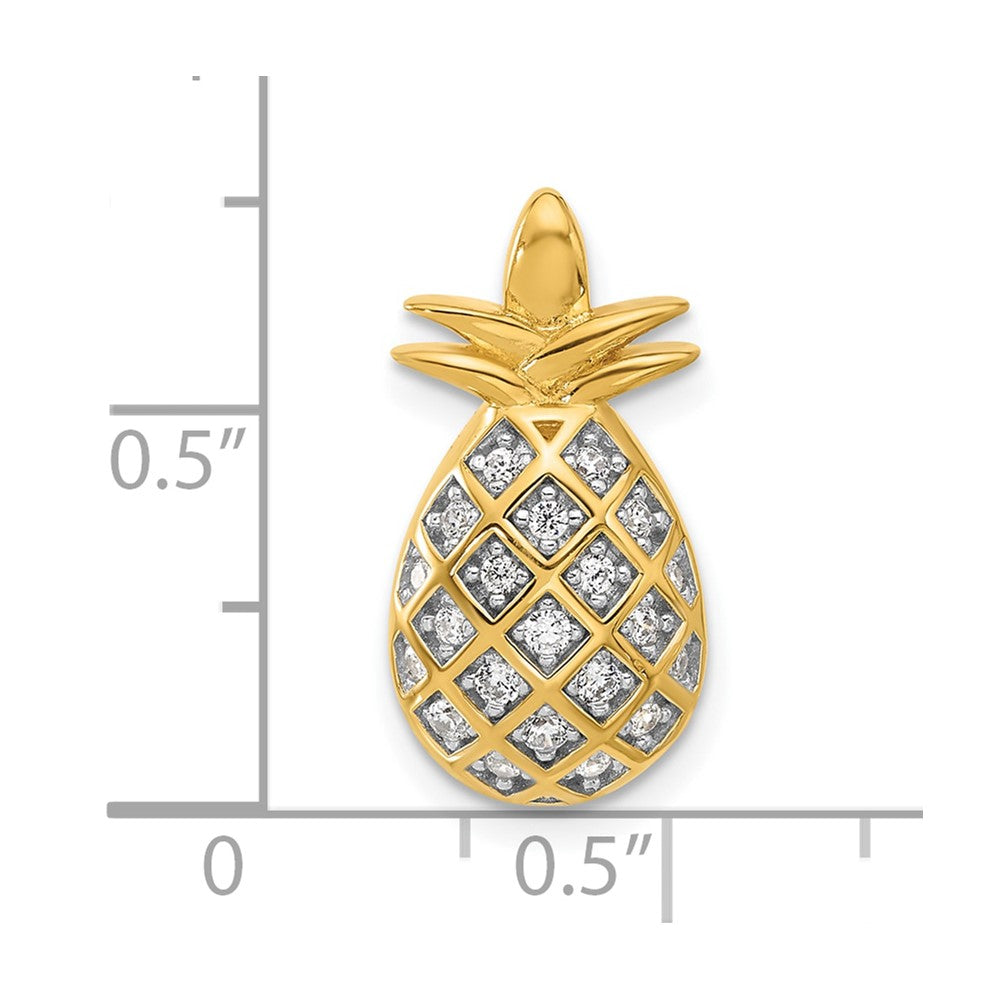 Pure Fire Sterling Silver Gold-tone CZ Pineapple Pendant