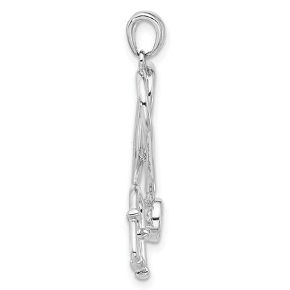 Sterling Silver Rhodium-plated with CZ Stethoscope with Heart Pendant