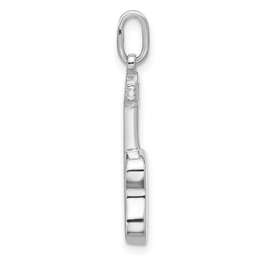 Sterling Silver Rhodium-plated Guitar Charm Pendant