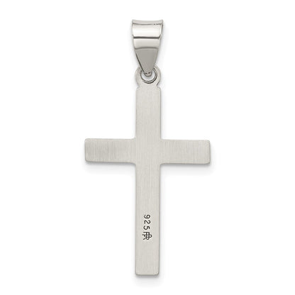 Sterling Silver Antiqued Solid Textured Cross Pendant