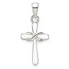 Sterling Silver Polished White Enamel Infinity Cross Pendant