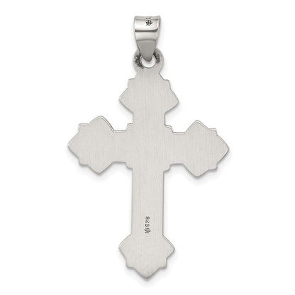 Sterling Silver Antiqued Solid Budded Cross Pendant