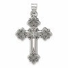 Sterling Silver Antiqued Solid Budded Cross Pendant