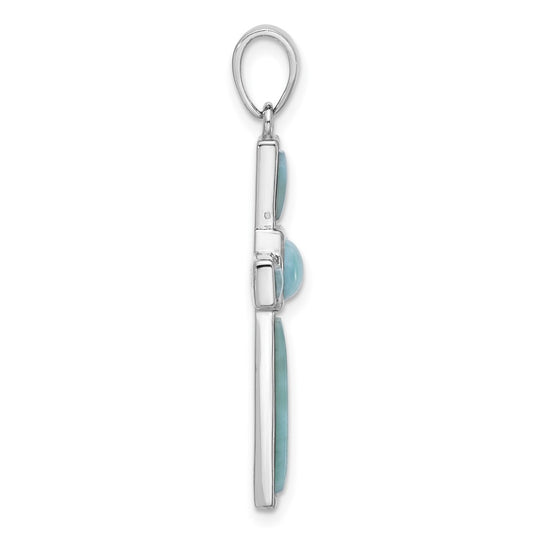 Sterling Silver Rhodium-plated Larimar Cross Pendant