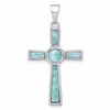 Sterling Silver Rhodium-plated Larimar Cross Pendant