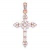 Sterling Silver Rose-tone CZ Cross Pendant