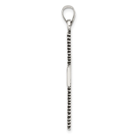 Sterling Silver Antiqued Solid Textured Cross Pendant