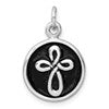 Sterling Silver Rhodium-plated Antiqued Round Cross Pendant