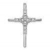 Sterling Silver Rhodium-plated Polished Flower CZ Cross Chain Slide