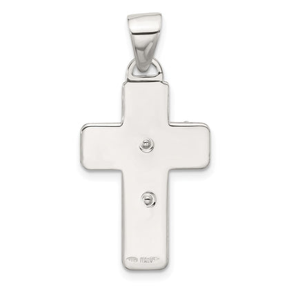 Sterling Silver Satin and Polished Crucifix Cross Pendant