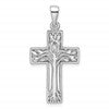 Sterling Silver Rhodium-Plated Polished Cross with Tree Pendant