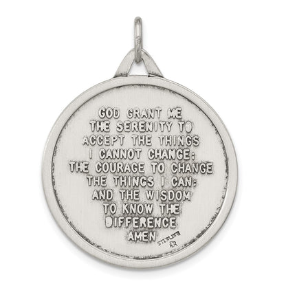 Sterling Silver Antiqued Solid Praying Hands Serenity Prayer Pendant