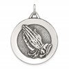 Sterling Silver Antiqued Solid Praying Hands Serenity Prayer Pendant