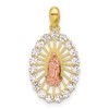 SS Gold and Rose-tone CZ Our Lady of Guadalupe Oval Pendant
