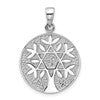 Sterling Silver Rhodium-Plated Polished Star of David in Tree Round Pendant