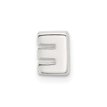 Sterling Silver E-coated Letter E Slide Charm