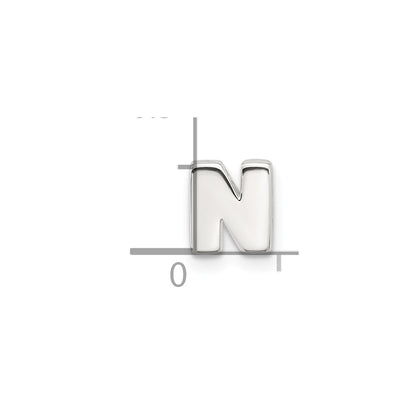 Sterling Silver E-coated Letter N Slide Charm