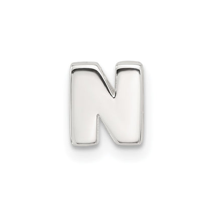 Sterling Silver E-coated Letter N Slide Charm