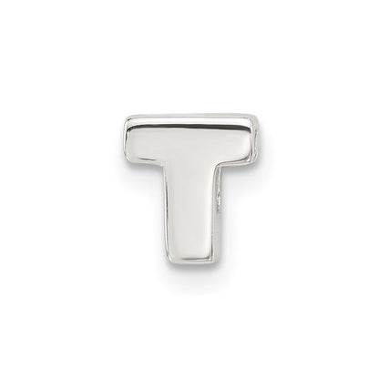 Sterling Silver E-coated Letter T Slide Charm