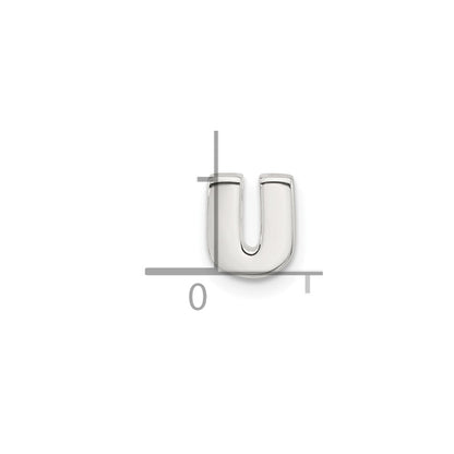 Sterling Silver E-coated Letter U Slide Charm