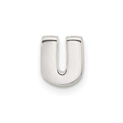 Sterling Silver E-coated Letter U Slide Charm
