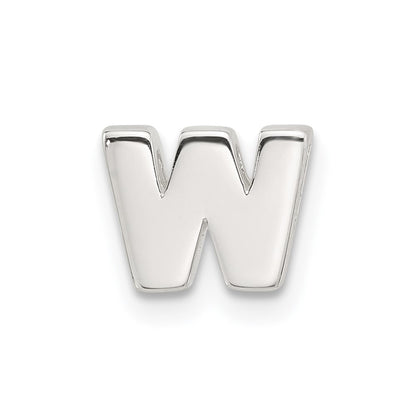 Sterling Silver E-coated Letter W Slide Charm