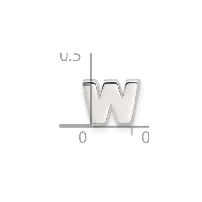 Sterling Silver E-coated Letter W Slide Charm