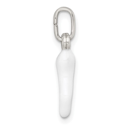 Sterling Silver White Enamel Italian Horn Pendant