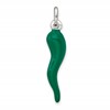 Sterling Silver Green Enamel Italian Horn Pendant