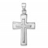 Sterling Silver Rhodium-plated Polished And Brushed Latin Cross Ash Holder Pendant