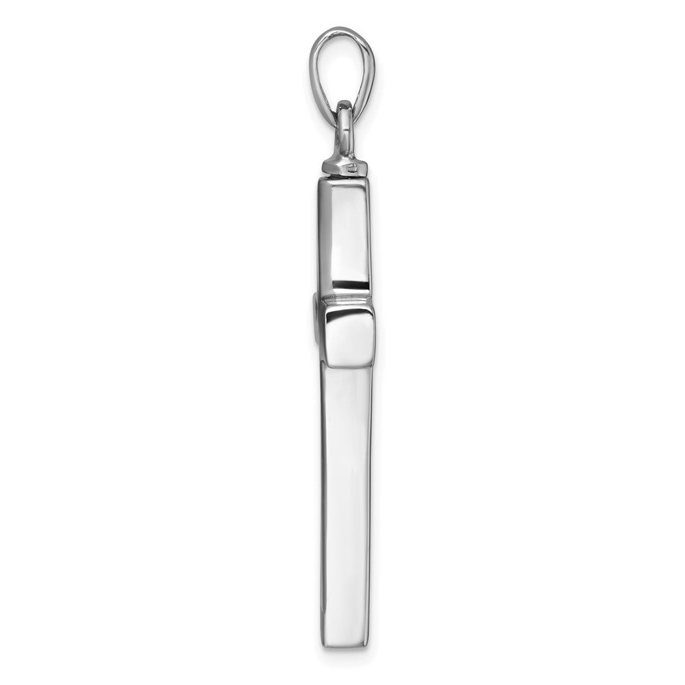 Sterling Silver Rhodium-plated Polished Latin Cross with Enameled Heart Ash Holder Pendant