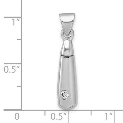 Sterling Silver Rhodium-plated Polished CZ Ash Holder Pendant