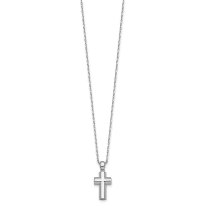 Sterling Silver Rhodium-plated Polished 18 inch Cross Ash Holder Necklace