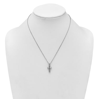 Sterling Silver Rhodium-plated Polished 18 inch Cross Ash Holder Necklace